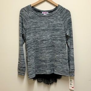 NWT Sweater w/ Zipper & Lace Detail